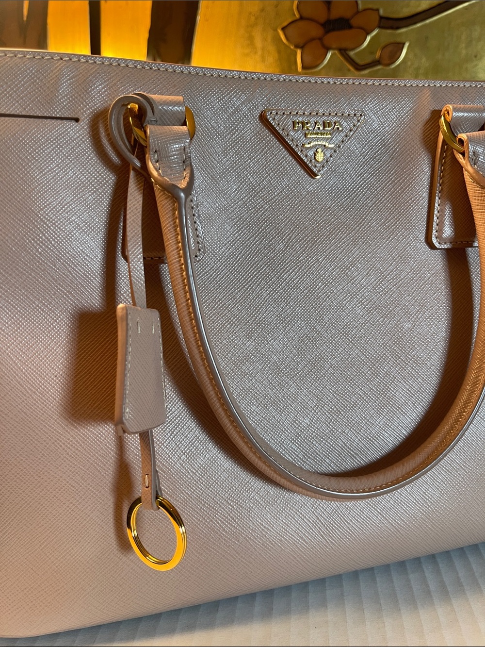 Prada Galleria Nude Saffiano Leather Double-Handle Satchel with Strap - Picture 9 of 15